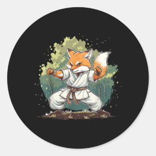 Pegatina Redonda Artes Marciales Judo Fox Nature Kickboxing Taekwon