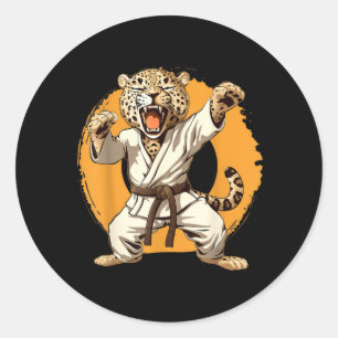 Pegatina Redonda Artes Marciales Judo Leopardo Naturaleza Kickboxin