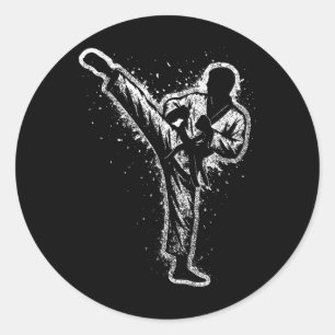 Pegatina Redonda Artes marciales Karate Kick Taekwondo Belt