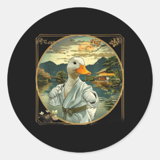 Pegatina Redonda Artes Marciales Karate Pato Puesta de sol Jardín M