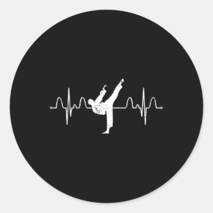 Pegatina Redonda Artes marciales Karateo Heartbeat Comt Sport Athle