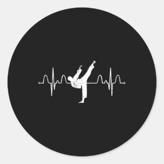 Pegatina Redonda Artes marciales Karateo Heartbeat Comt Sport Athle
