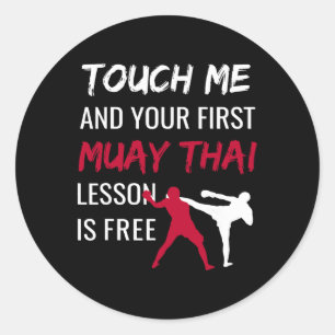 Pegatina Redonda Artes Marciales Muay Thai Divertidas Comt Deportes
