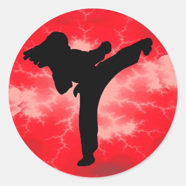 Pegatina Redonda Artes Marciales Mujer Rayo Rojo (Anverso)