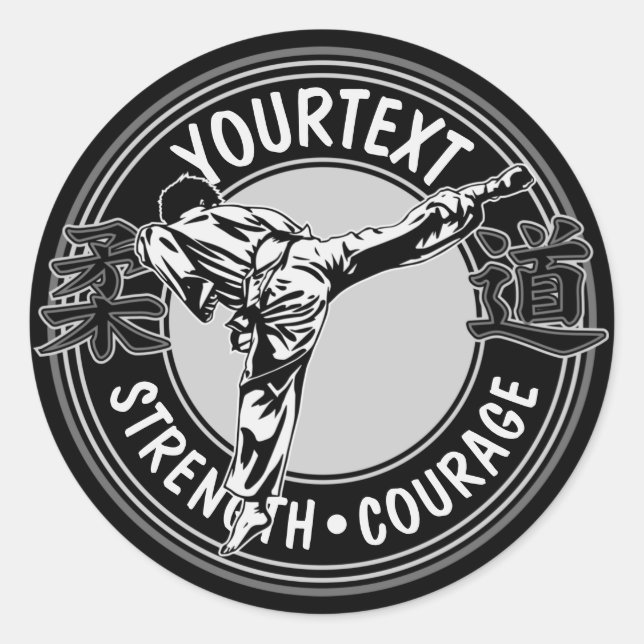 Pegatina Redonda Artes marciales personalizadas JUDO Japan Combat S (Anverso)