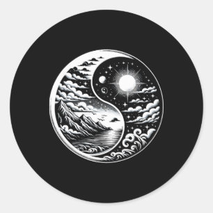 Pegatina Redonda Artes Marciales Qigong Yin Yang Tai Chi Yoga Medit