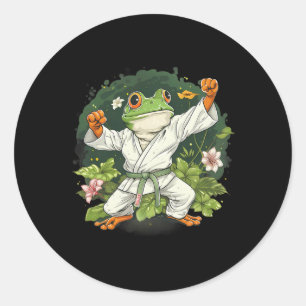 Pegatina Redonda Artes Marciales Rana Kung Fu Floral Taekwondo Kick
