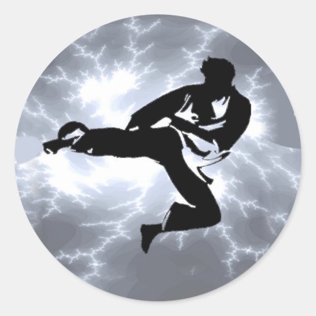 Pegatina Redonda Artes marciales Silver Lightning (Anverso)