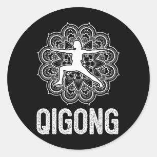 Pegatina Redonda Artes Marciales Tai Chi Yoga Meditación Qigong Yin