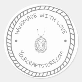 Pegatina Redonda Artesanías de joyería hechas a mano