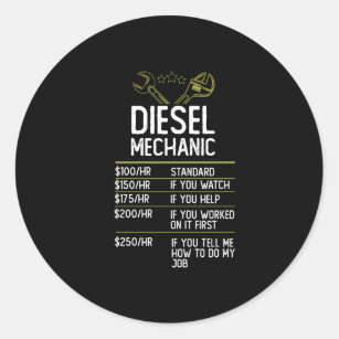 Pegatina Redonda Artesano mecánico diesel regalo Idea actual