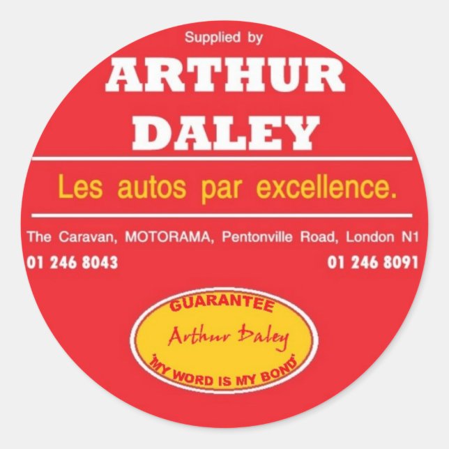 Pegatina Redonda Arthur Daley Motorama Car Bumper Sticker (Anverso)