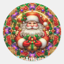Pegatina Redonda ARTHUR ~ Navidades SHINY SANTA ~
