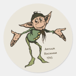 Pegatina Redonda Arthur Rackham Gnome (color) Brothers Grimm CC0995
