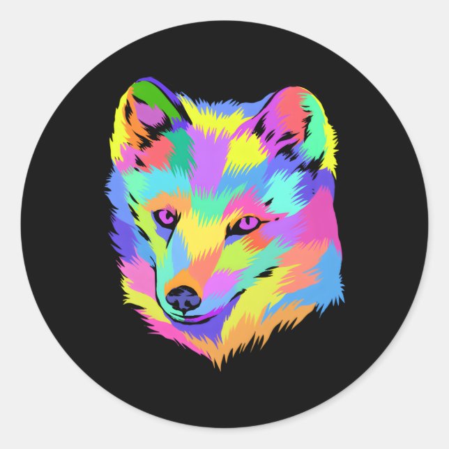 Pegatina Redonda Ártico Fox Pop Animales Zookeeper Ártico (Anverso)