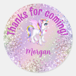 Pegatina Redonda Artículos de fiesta de cumpleaños de Unicornio Mág