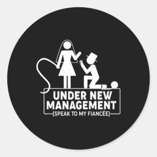 Pegatina Redonda Artículos de fiesta de soltero bajo nueva administ