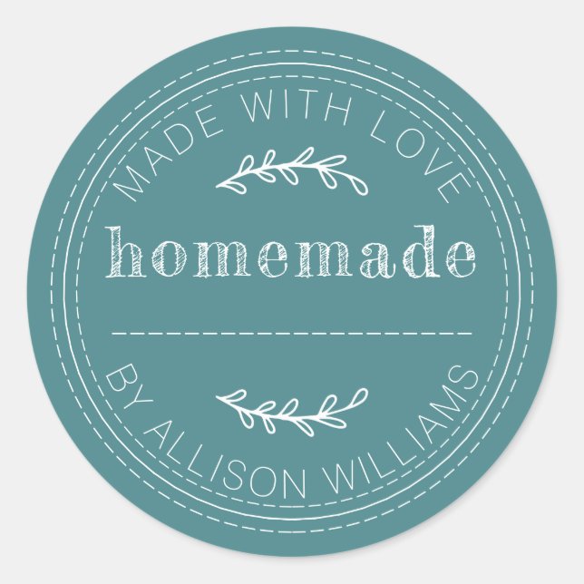 Pegatina Redonda Artículos de Panadería Casera Rústica Frasco de Me (Anverso)