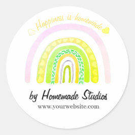 Pegatina Redonda Artisan Rainbow 'Happiness is Homemade' 