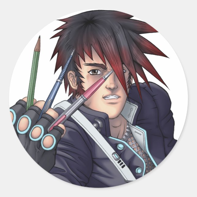 Pegatina Redonda Artista Anime Manga (Anverso)