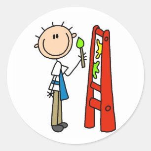 Pegatina Redonda Artista de figuras de palo