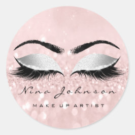 Pegatina Redonda Artista de maquillaje Belleza Gris Purpurina de oj