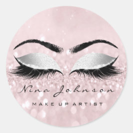 Pegatina Redonda Artista de maquillaje Belleza Gris Purpurina de oj