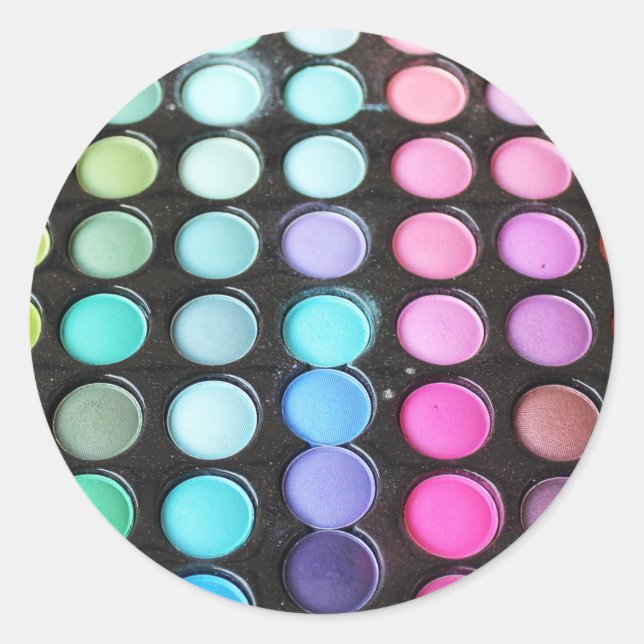 Pegatina Redonda Artista de maquillaje colorido femenino (Anverso)