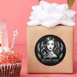 Pegatina Redonda Artista de Maquillaje Estilista de Cabello Moderno