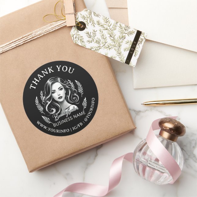 Pegatina Redonda Artista de Maquillaje Estilista de Pelo Blanco Neg (Regalar)