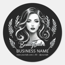 Pegatina Redonda Artista de Maquillaje Estilista de Pelo Moderno Ne