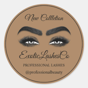 Pegatina Redonda Artista de maquillaje Eyelash Empaquetado Limpiado