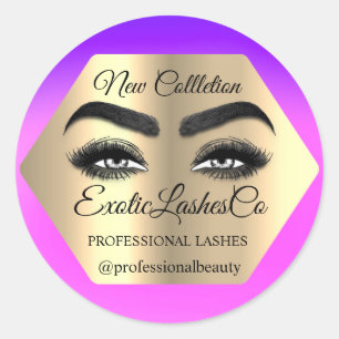 Pegatina Redonda Artista de maquillaje Eyelash Logo Limpiador Púrpu