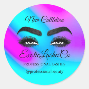 Pegatina Redonda Artista de maquillaje Eyelash Logo Personalizado A
