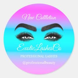 Pegatina Redonda Artista de maquillaje Eyelash Logo Púrpura Ombre A