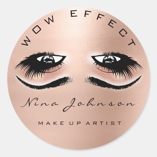Pegatina Redonda Artista de maquillaje Guau Efecto Spark Eyes Lashe (Anverso)