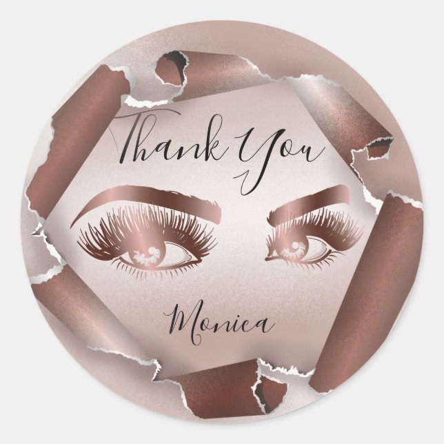 Pegatina Redonda Artista de maquillaje guiño Ojo Marrón Salón De Be (Anverso)