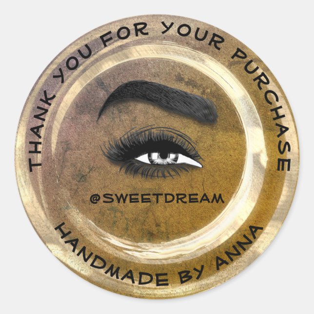 Pegatina Redonda Artista de maquillaje Lash Cleaner Gray Golden Gru (Anverso)