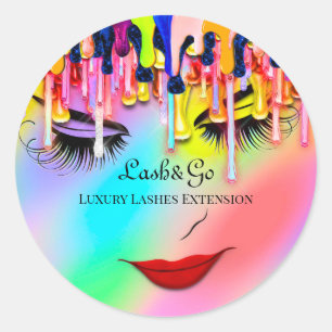 Pegatina Redonda Artista de maquillaje Lavado de productos Deriva R