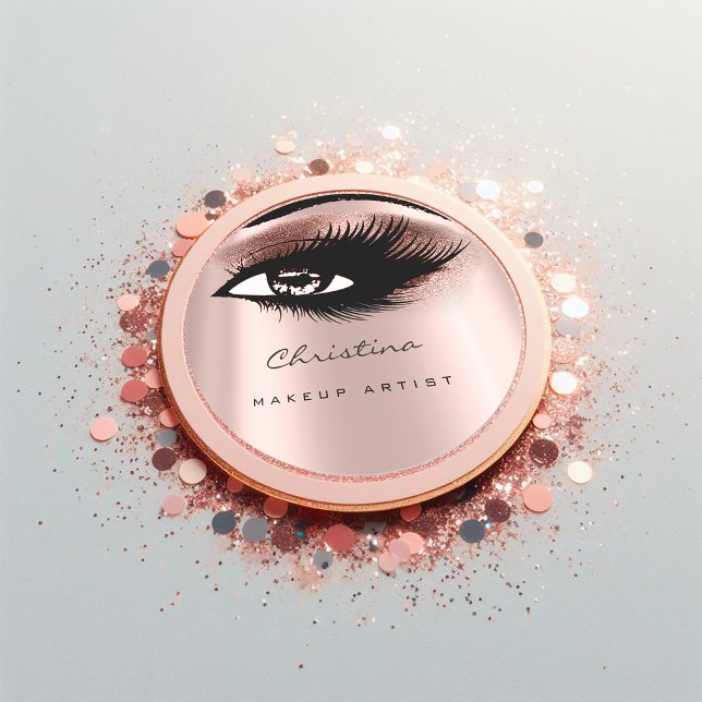 Pegatina Redonda Artista de maquillaje Purpurina Eyelashes Belleza  (Makeup Artist Glitter Eyelashes Brown Beauty Classic Round Sticker)