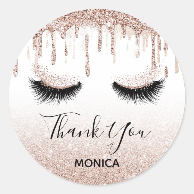 Pegatina Redonda Artista de maquillaje Wink Eye Brown Eye Beauty Sa (Anverso)