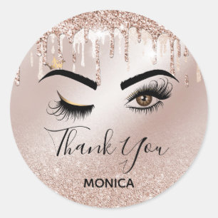 Pegatina Redonda Artista de maquillaje Wink Eye Brown Eye Beauty Sa