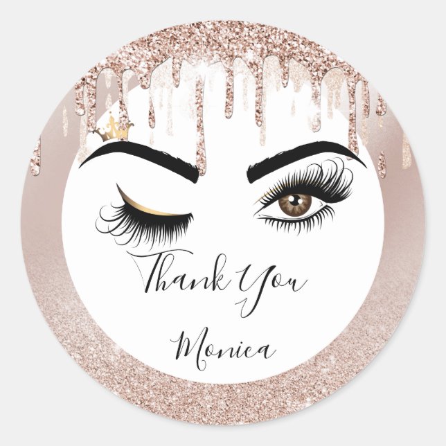 Pegatina Redonda Artista de maquillaje Wink Eye Brown Eye Beauty Sa (Anverso)