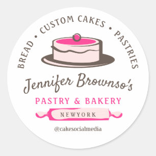 Pegatina Redonda Artista de Pastelería Panadería Torta Cupcake