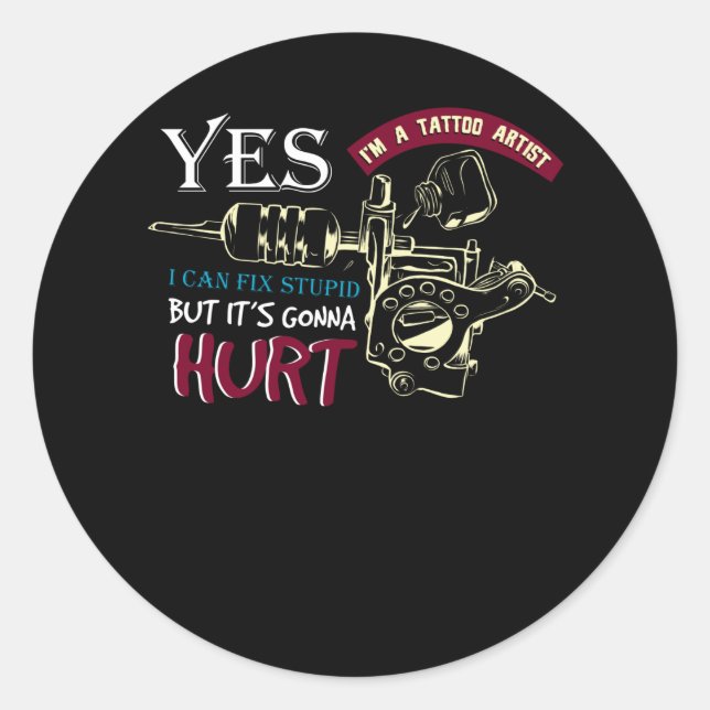 Pegatina Redonda Artista del tatuaje (Anverso)