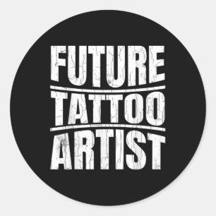 Pegatina Redonda Artista del tatuaje futuro divertido tatuaje tatua