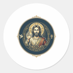 Pegatina Redonda Artista Digital Jesús Camiseta de Arte para iPad I