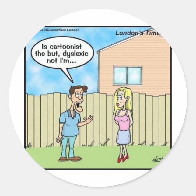 Pegatina Redonda Artista disléxico divertida regalo tés y coleccion (Anverso)