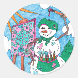 Pegatina Redonda Artistas de arte lindo Navidades de vacaciones de