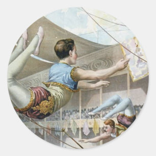 Pegatina Redonda Artistas de trapecio